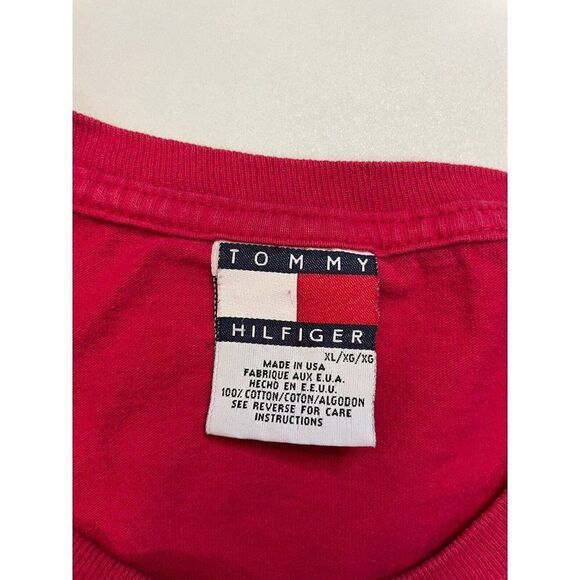VINTAGE Tommy Hilfiger Crest Logo T-shirt Men XL Red Short Sleeve USA 90s - Picture 6 of 7